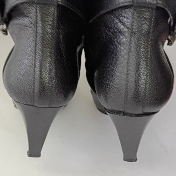 Burberry Knee High Heel Black Leather Boots 39  US 8.5 - Picture 4 of 8